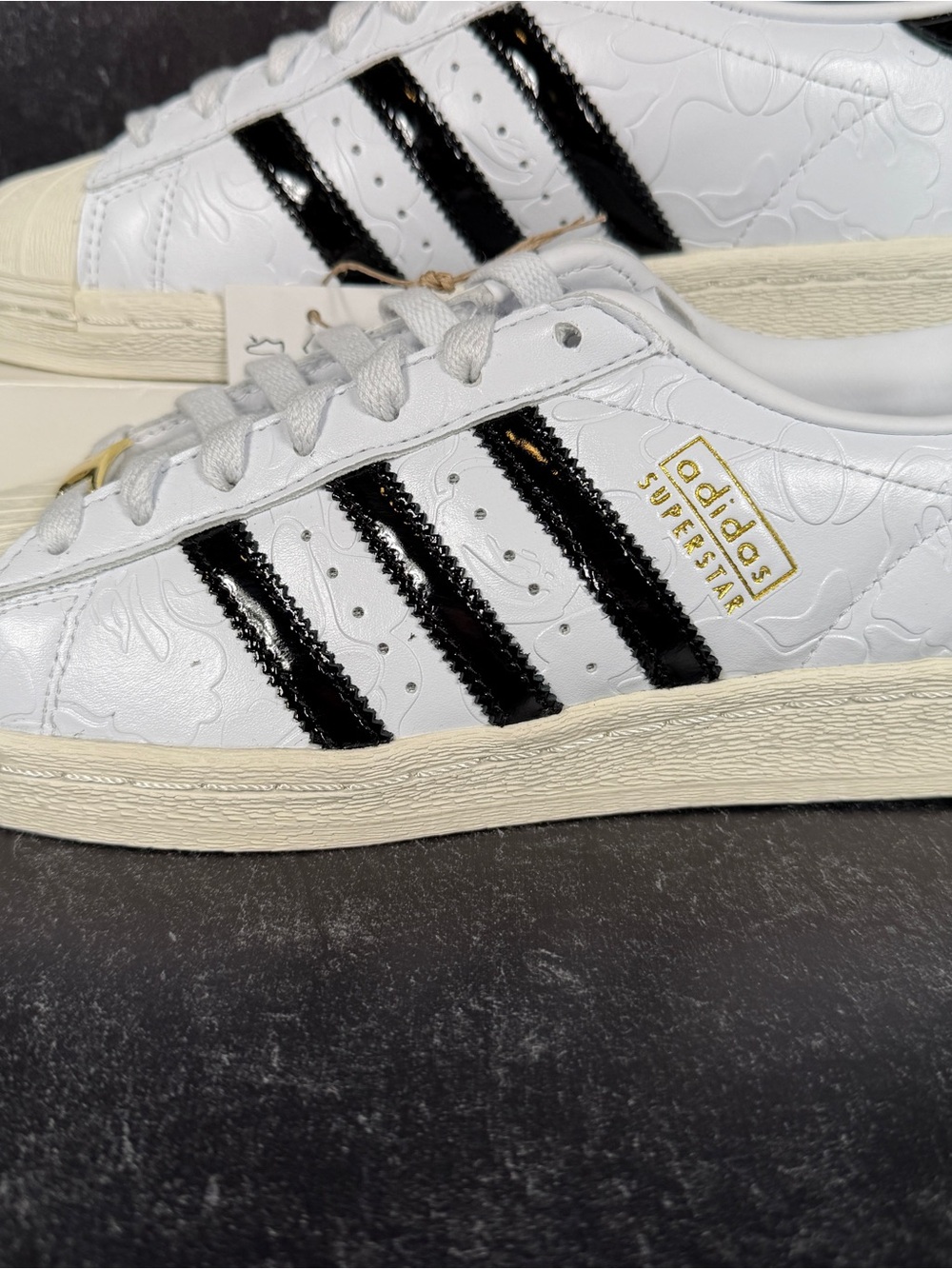 ADIDAS BAPE SUPERSTAR VINTAGE WHITE BLACK WOMENS SHOES SIZE 7 NEW - Picture 7 of 10